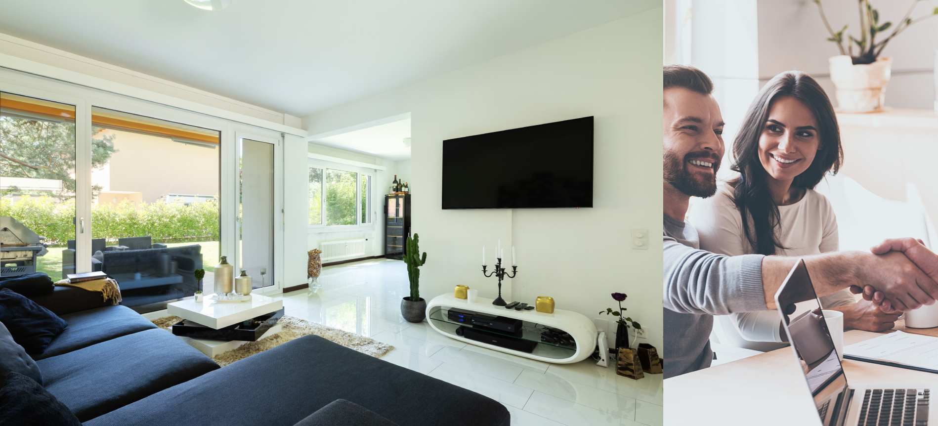 Magnolia Hotels | women by entrance and blue couch in room collage